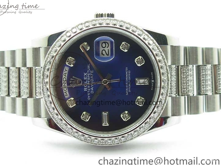 MiroTime 0521 Day-Date 36mm 128239 SS Crystal BP Best Edition Blue Crystal Marker Dial on SS President Bracelet A OdorResistant 2677